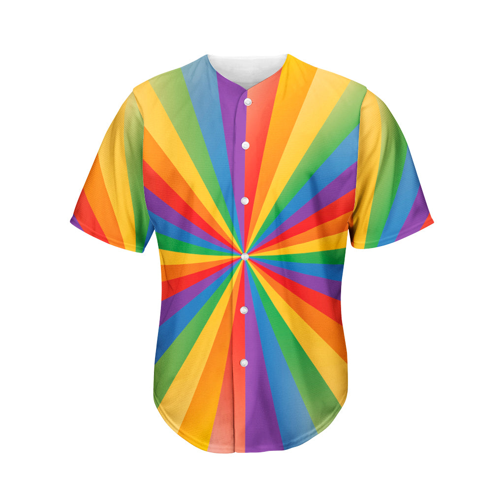 GearFrost Lgbt Pride Rainbow Rays Print Men's Baseball Jersey