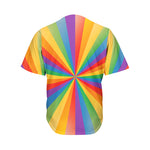 LGBT Pride Rainbow Rays Print Men's Baseball Jersey
