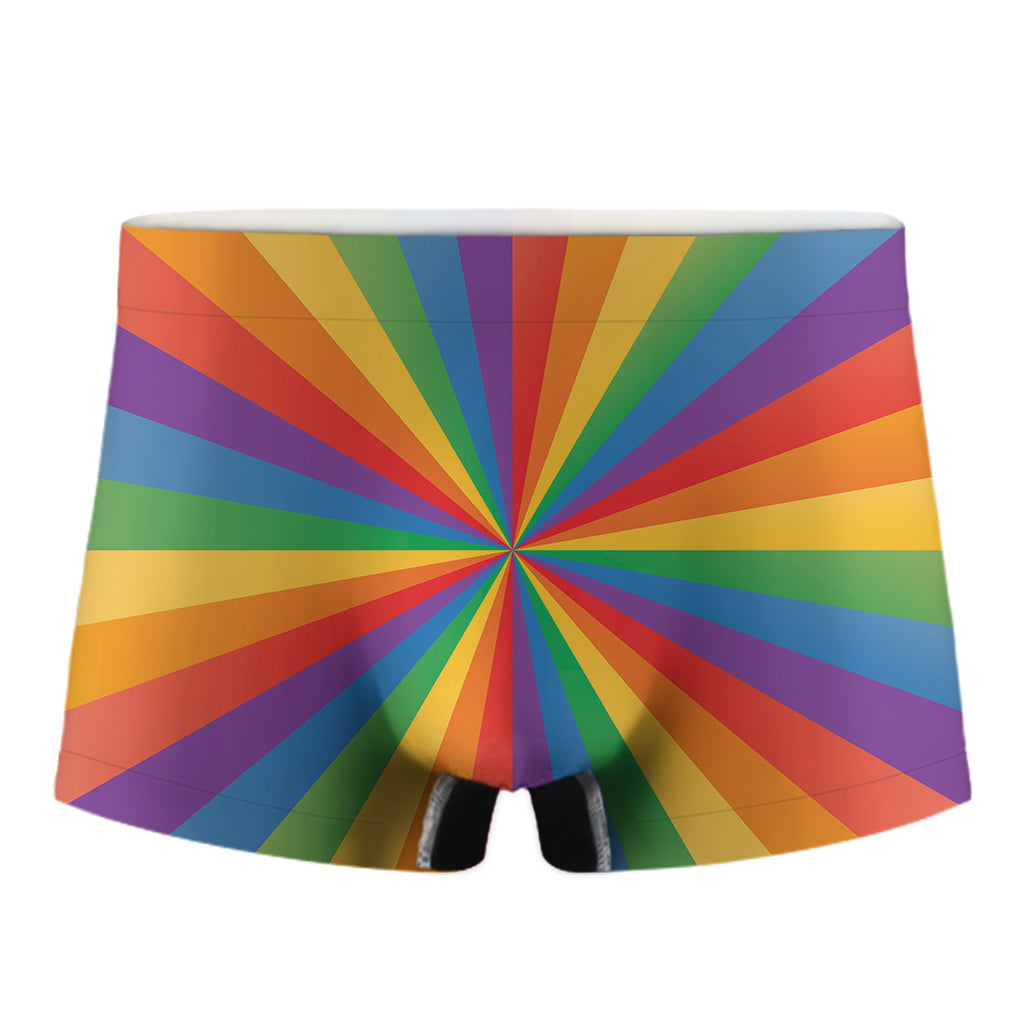 LGBT Pride Rainbow Rays Print Men's Boxer Briefs