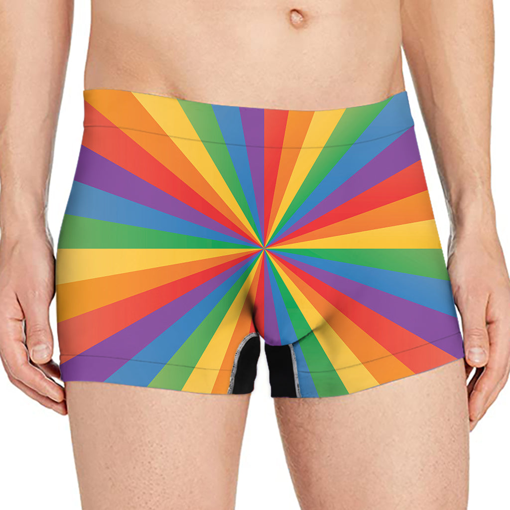 LGBT Pride Rainbow Rays Print Men's Boxer Briefs