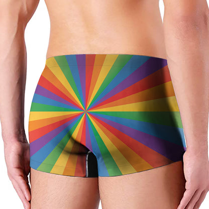 LGBT Pride Rainbow Rays Print Men's Boxer Briefs