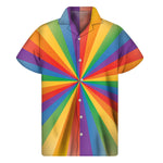 LGBT Pride Rainbow Rays Print Men's Short Sleeve Shirt