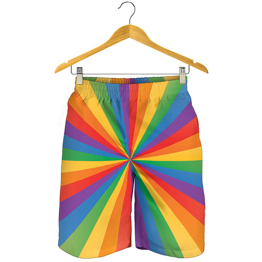 LGBT Pride Rainbow Rays Print Men's Shorts