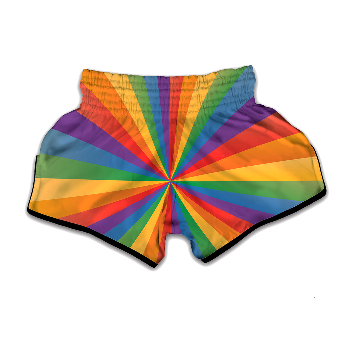 LGBT Pride Rainbow Rays Print Muay Thai Boxing Shorts