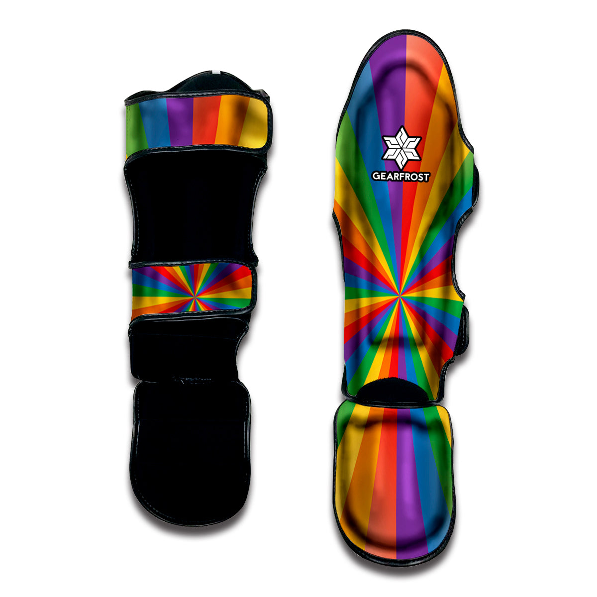 LGBT Pride Rainbow Rays Print Muay Thai Shin Guards