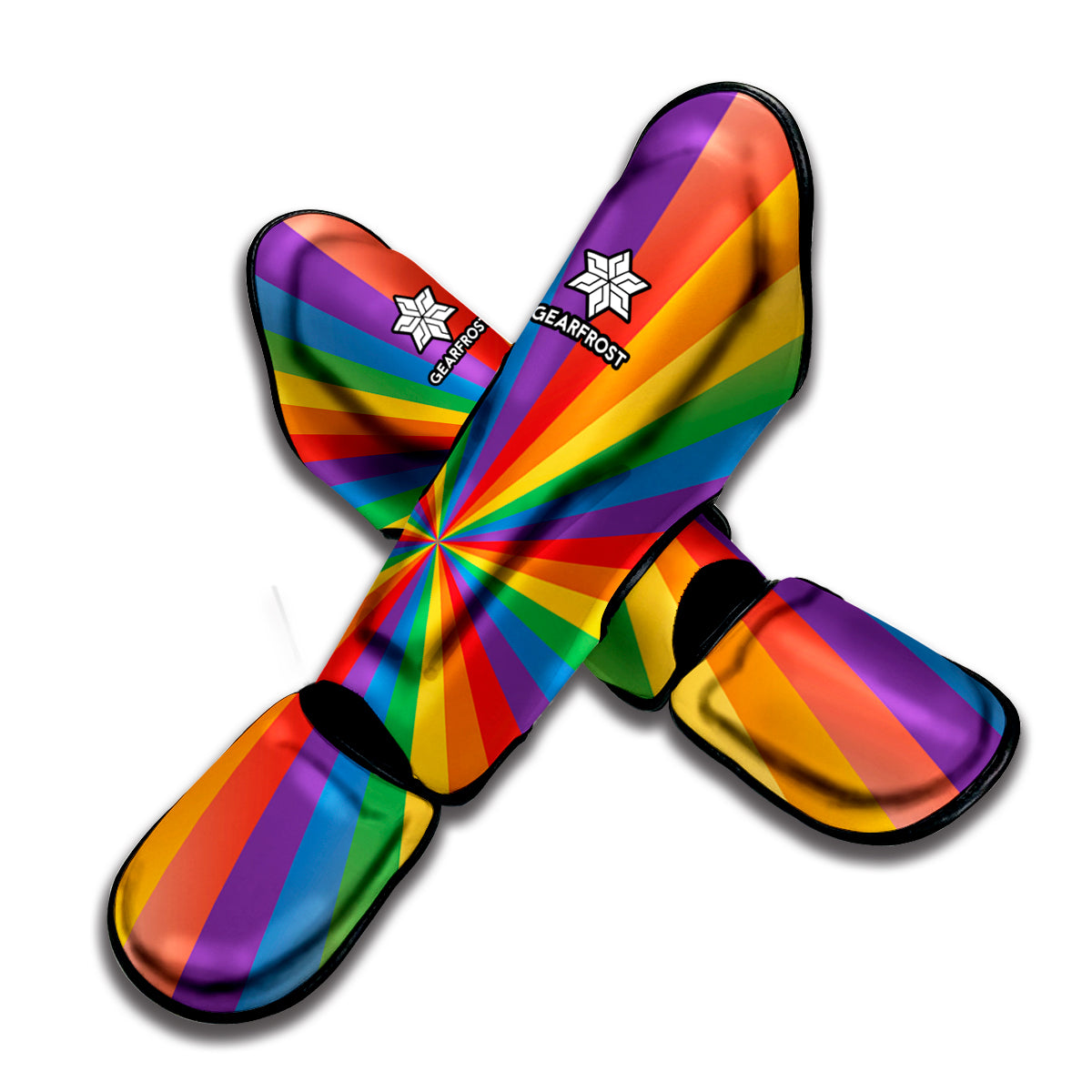 LGBT Pride Rainbow Rays Print Muay Thai Shin Guards