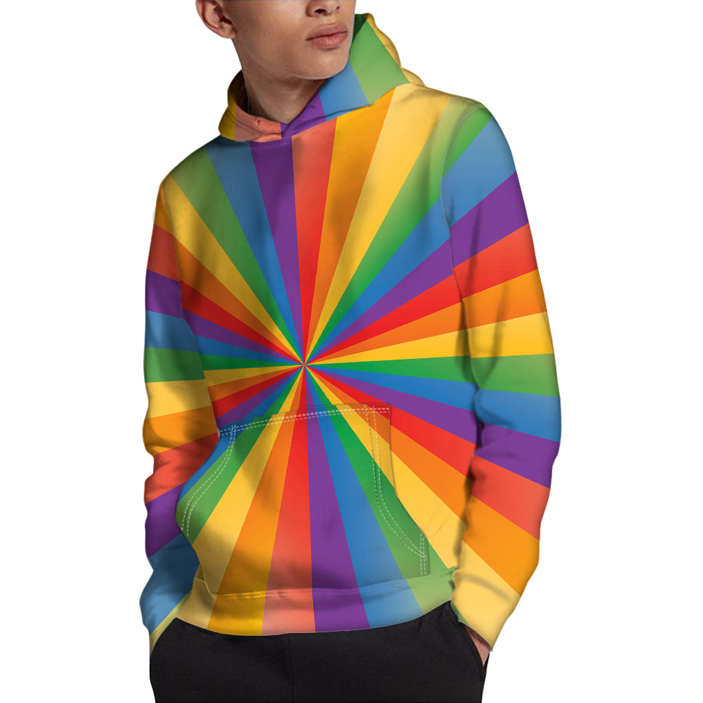 LGBT Pride Rainbow Rays Print Pullover Hoodie