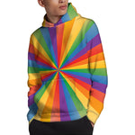 LGBT Pride Rainbow Rays Print Pullover Hoodie