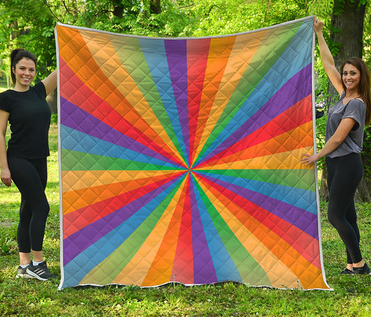 LGBT Pride Rainbow Rays Print Quilt