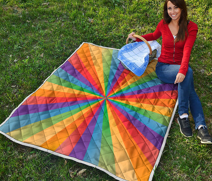 LGBT Pride Rainbow Rays Print Quilt