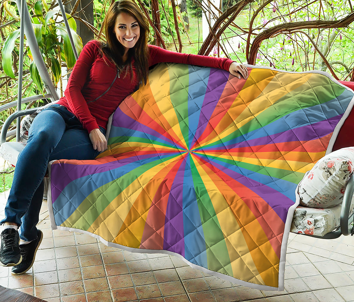 LGBT Pride Rainbow Rays Print Quilt
