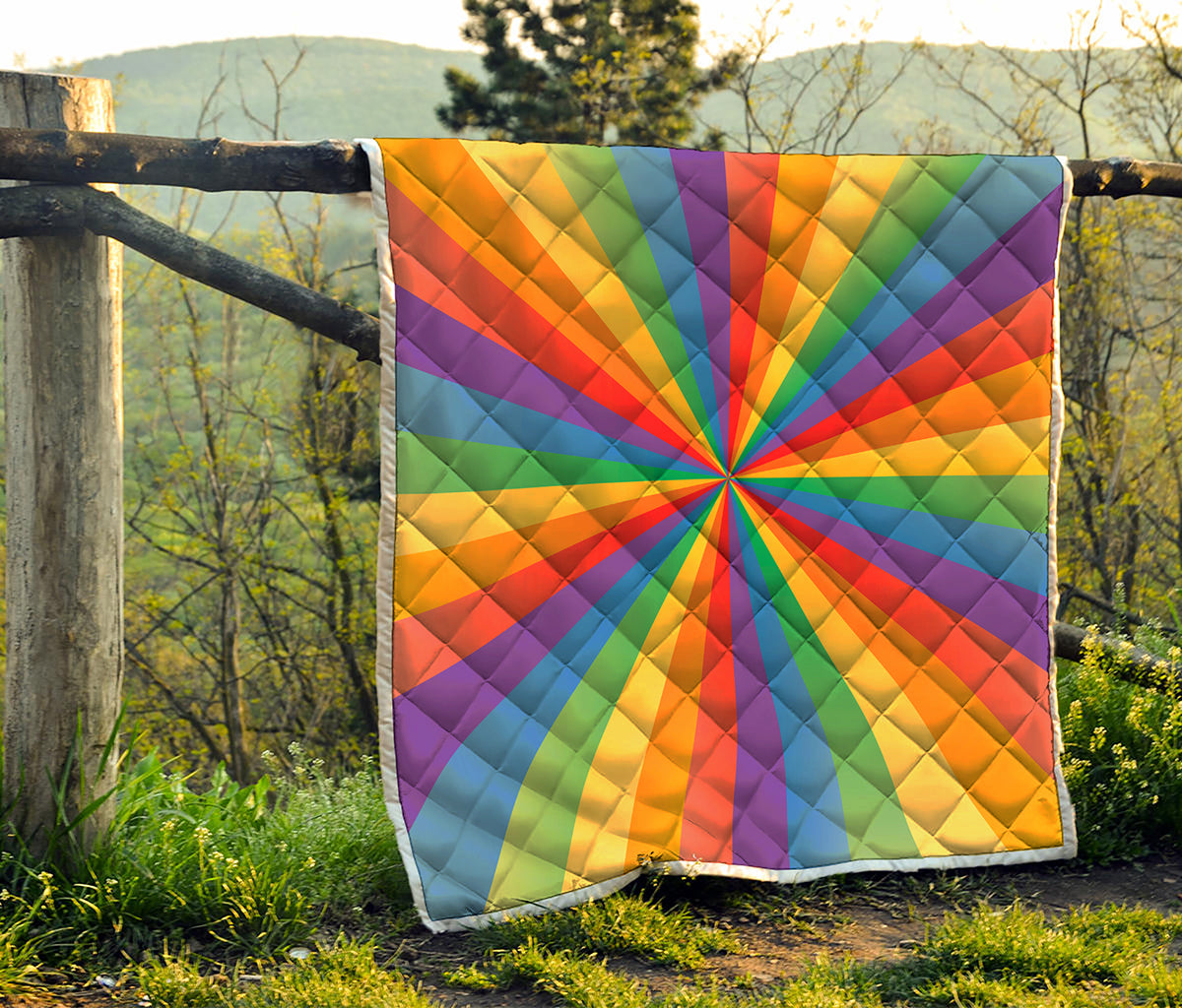 LGBT Pride Rainbow Rays Print Quilt