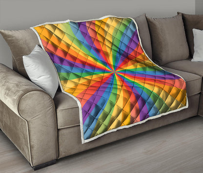 LGBT Pride Rainbow Rays Print Quilt