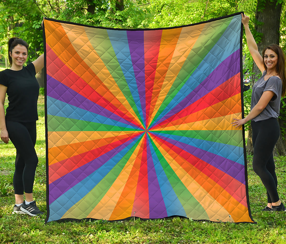 LGBT Pride Rainbow Rays Print Quilt