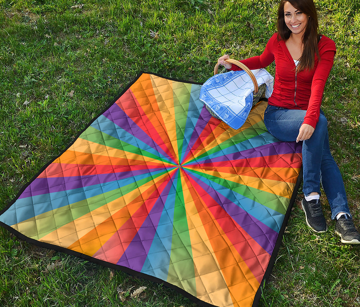 LGBT Pride Rainbow Rays Print Quilt