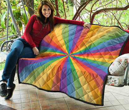 LGBT Pride Rainbow Rays Print Quilt