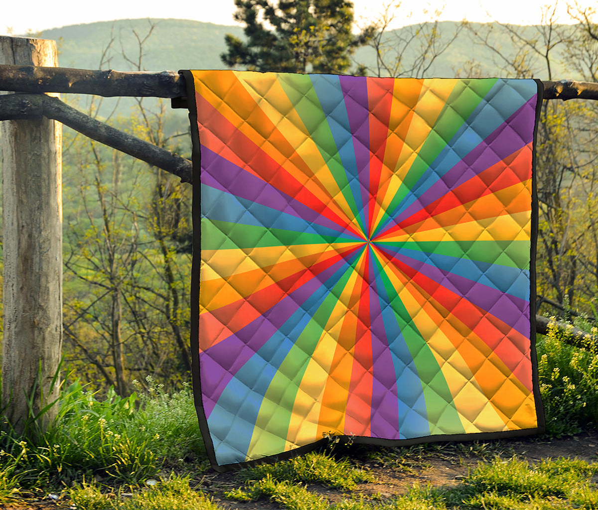 LGBT Pride Rainbow Rays Print Quilt