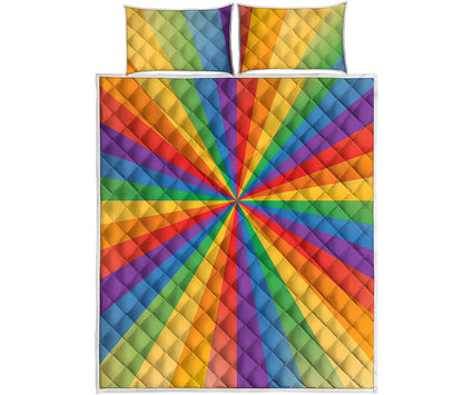 LGBT Pride Rainbow Rays Print Quilt Bed Set