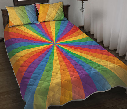 LGBT Pride Rainbow Rays Print Quilt Bed Set