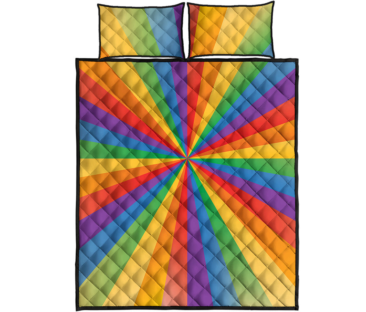 LGBT Pride Rainbow Rays Print Quilt Bed Set