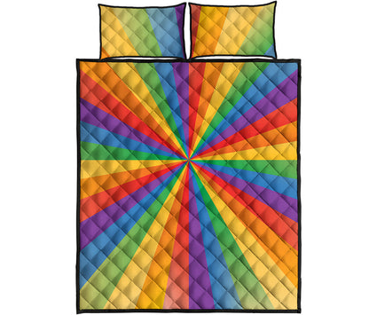 LGBT Pride Rainbow Rays Print Quilt Bed Set