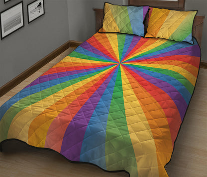 LGBT Pride Rainbow Rays Print Quilt Bed Set