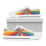 LGBT Pride Rainbow Rays Print White Low Top Shoes