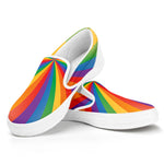 LGBT Pride Rainbow Rays Print White Slip On Shoes