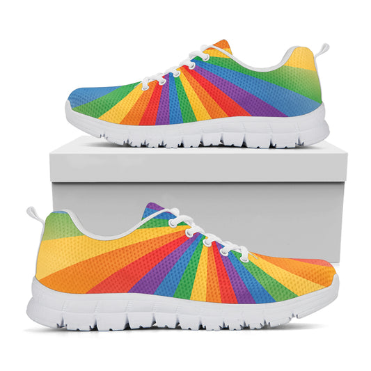 LGBT Pride Rainbow Rays Print White Sneakers