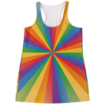 LGBT Pride Rainbow Rays Print Women's Racerback Tank Top