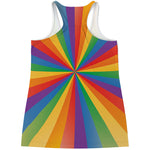 LGBT Pride Rainbow Rays Print Women's Racerback Tank Top