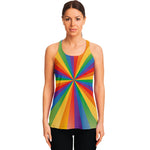 LGBT Pride Rainbow Rays Print Women's Racerback Tank Top