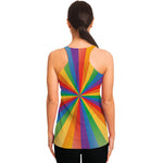 LGBT Pride Rainbow Rays Print Women's Racerback Tank Top