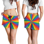 LGBT Pride Rainbow Rays Print Women's Shorts