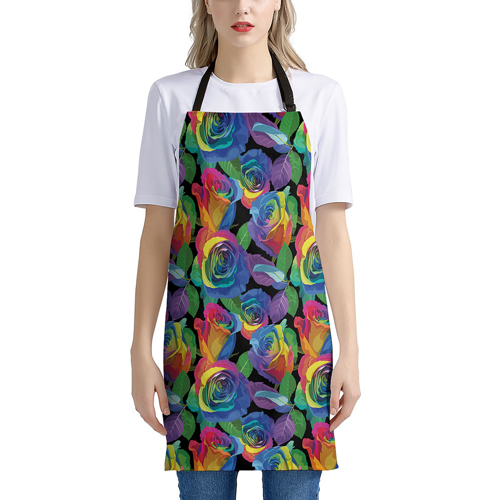 LGBT Pride Rainbow Roses Pattern Print Apron