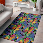 LGBT Pride Rainbow Roses Pattern Print Area Rug