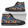 LGBT Pride Rainbow Roses Pattern Print Black High Top Sneakers
