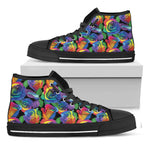 LGBT Pride Rainbow Roses Pattern Print Black High Top Shoes
