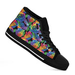 LGBT Pride Rainbow Roses Pattern Print Black High Top Shoes