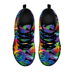 LGBT Pride Rainbow Roses Pattern Print Black Sneakers