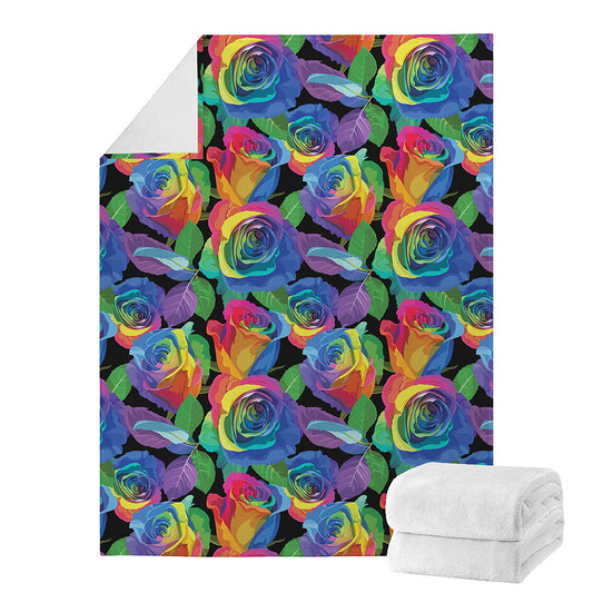 LGBT Pride Rainbow Roses Pattern Print Blanket