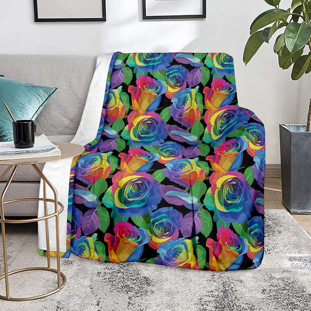 LGBT Pride Rainbow Roses Pattern Print Blanket