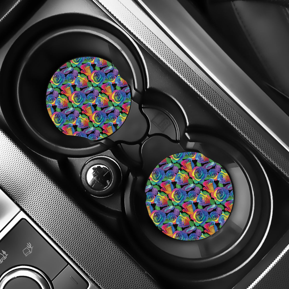 LGBT Pride Rainbow Roses Pattern Print Car Coasters
