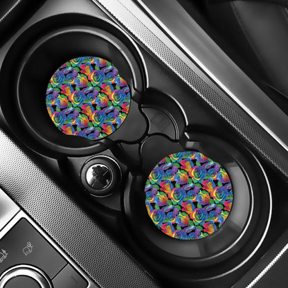 LGBT Pride Rainbow Roses Pattern Print Car Coasters
