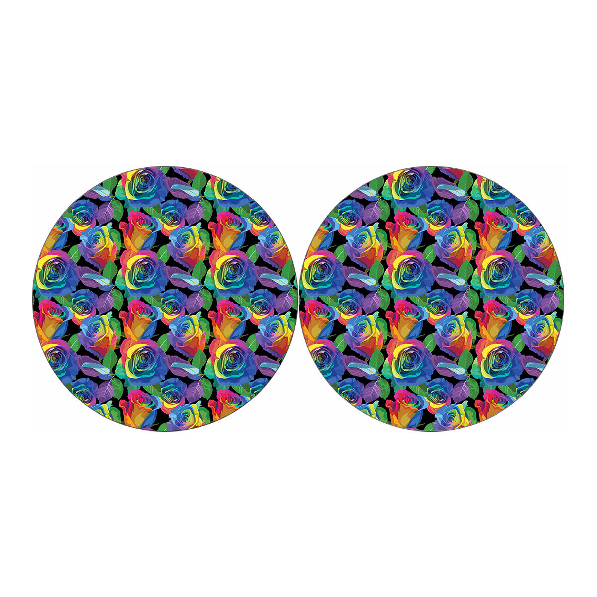 LGBT Pride Rainbow Roses Pattern Print Car Coasters