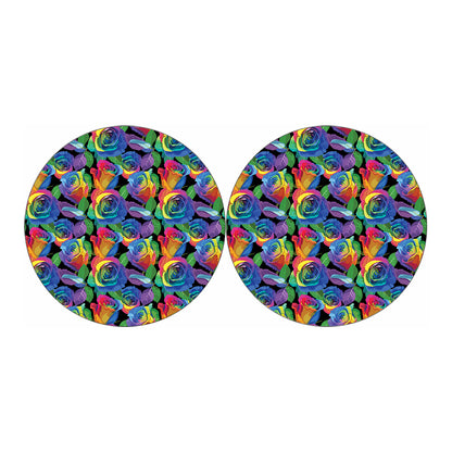 LGBT Pride Rainbow Roses Pattern Print Car Coasters