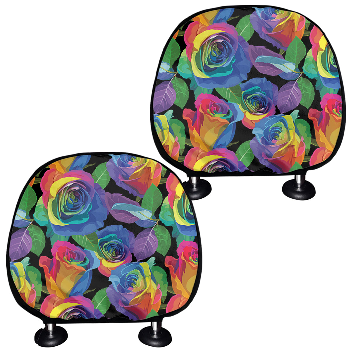 LGBT Pride Rainbow Roses Pattern Print Car Headrest Covers