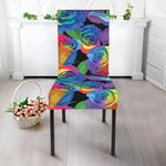 LGBT Pride Rainbow Roses Pattern Print Dining Chair Slipcover