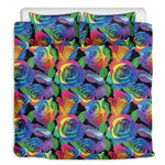 LGBT Pride Rainbow Roses Pattern Print Duvet Cover Bedding Set