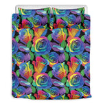 LGBT Pride Rainbow Roses Pattern Print Duvet Cover Bedding Set